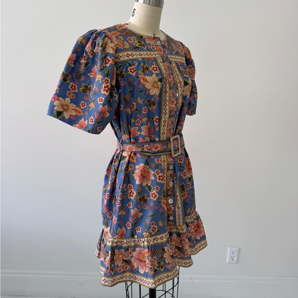 FARM Rio Blue Floral Midi Dress with Pink & Green Accents - Picture 5 of 16